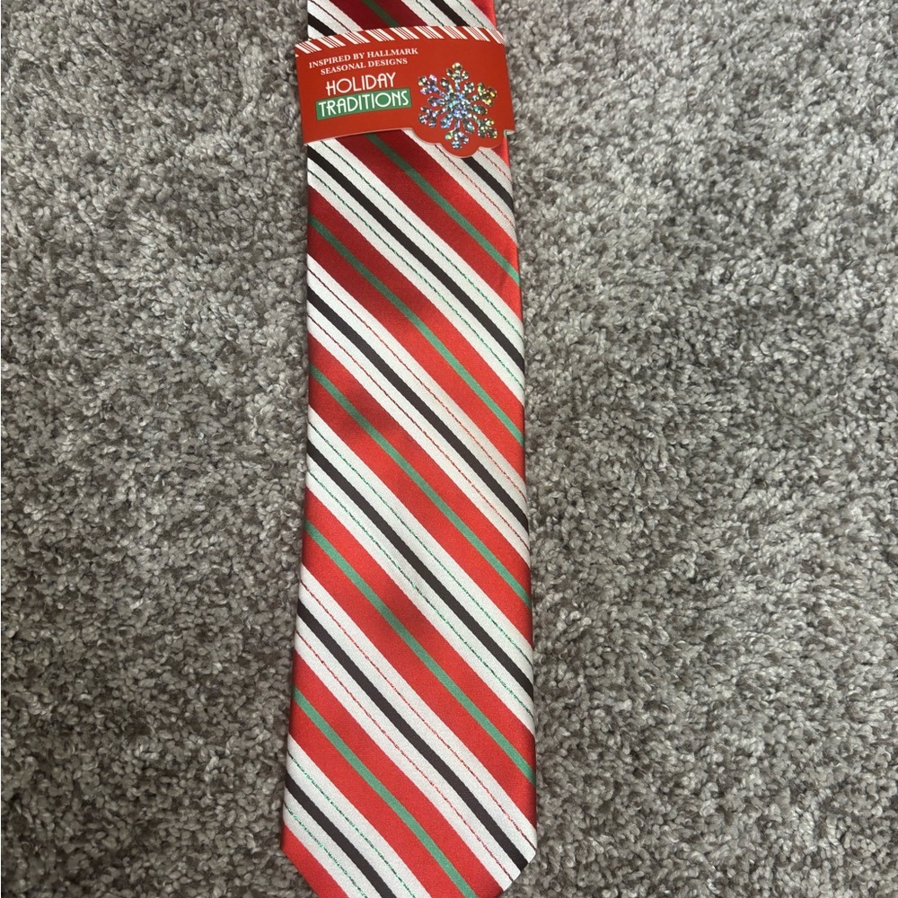 Hallmark Festive Red and White Striped Tie